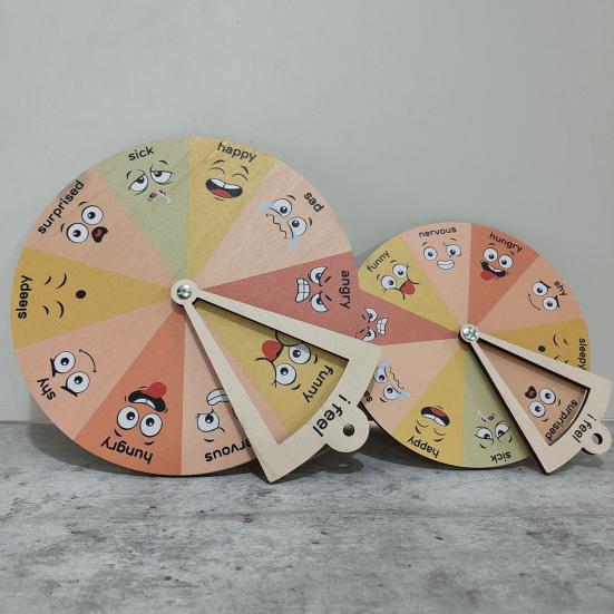 Wooden Feelings Wheel Emotion Regulation Kids Toy Social Emotional Learning Spinner Desktop Decoration Toddlers