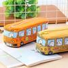 Zipper Closure School Bus Pencil Case Canvas Material Stationery Box Pen Bag  Storage Use