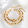 Chunky Stainless Steel Bracelets for Women,Gold Color Handmade Chain Ring Accessories Bracelet,Classic Jewelry Gift