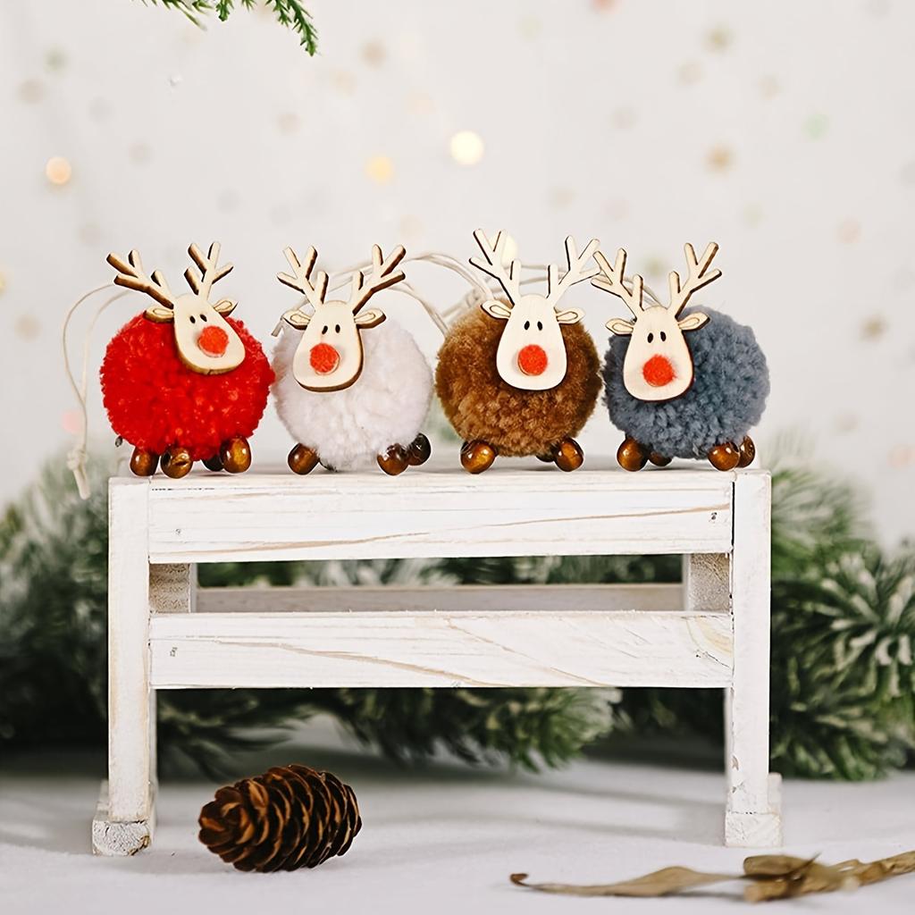 4pcs Adorable Sheep Plush Christmas Ornaments Festive Lamb Decor,Hanging Candy Bag Charms for Tree Home Decoration,Christmas Party Decorations