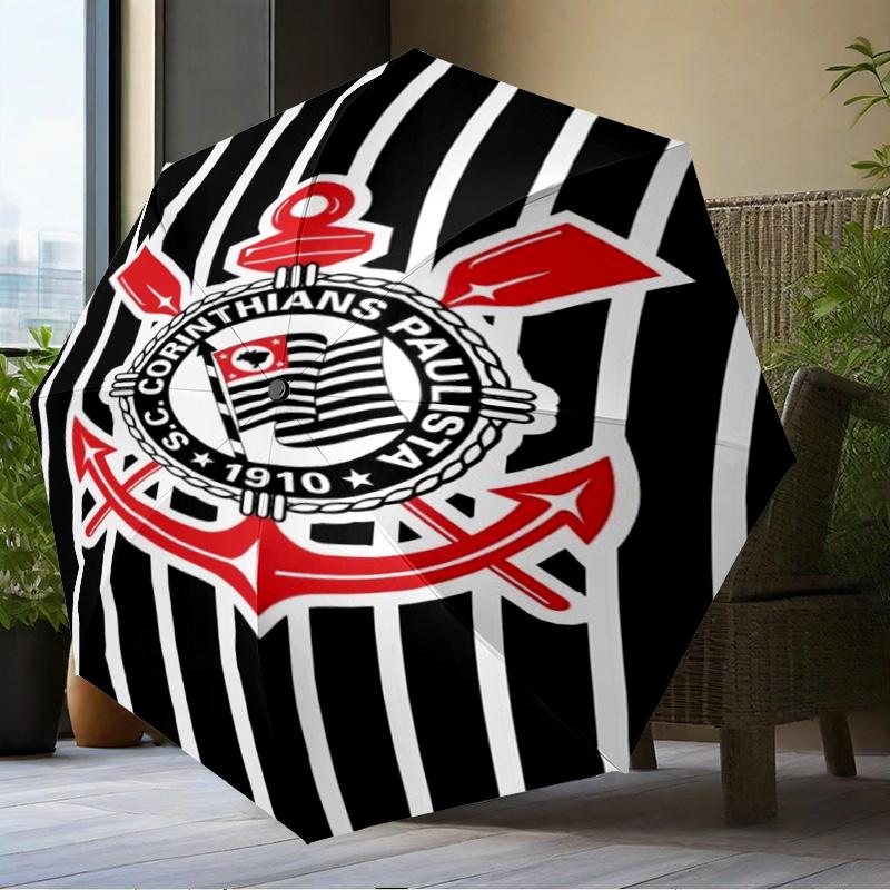 Football Club Emblem Umbrella Folding umbrella, automatic umbrella 8-Frame for Travel, camping Use Gift for Halloween Christmas