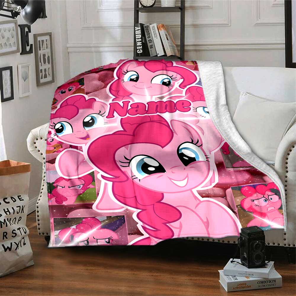 Little Pony (17) Personalized Text Blanket Lightweight Personalized Blanket Comfortable Suitable for Home Decor Office Living Room Office Chair