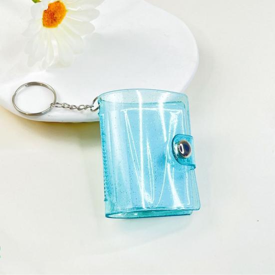 Storage Book Mini Photo Album Keychain with Snap Button Design Portable 16-24 Photo Capacity