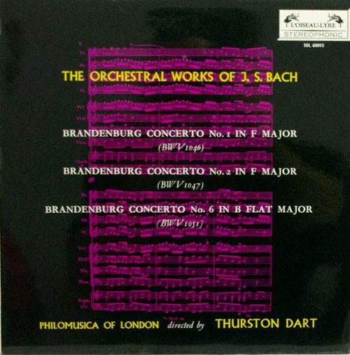 

LP Record PHILOMUSICA OF LONDON THURSTON DAR J.S. Bach Brandenburg Concertos 1 SOL60005 LOiseauLyre 1959 UK Classical Used