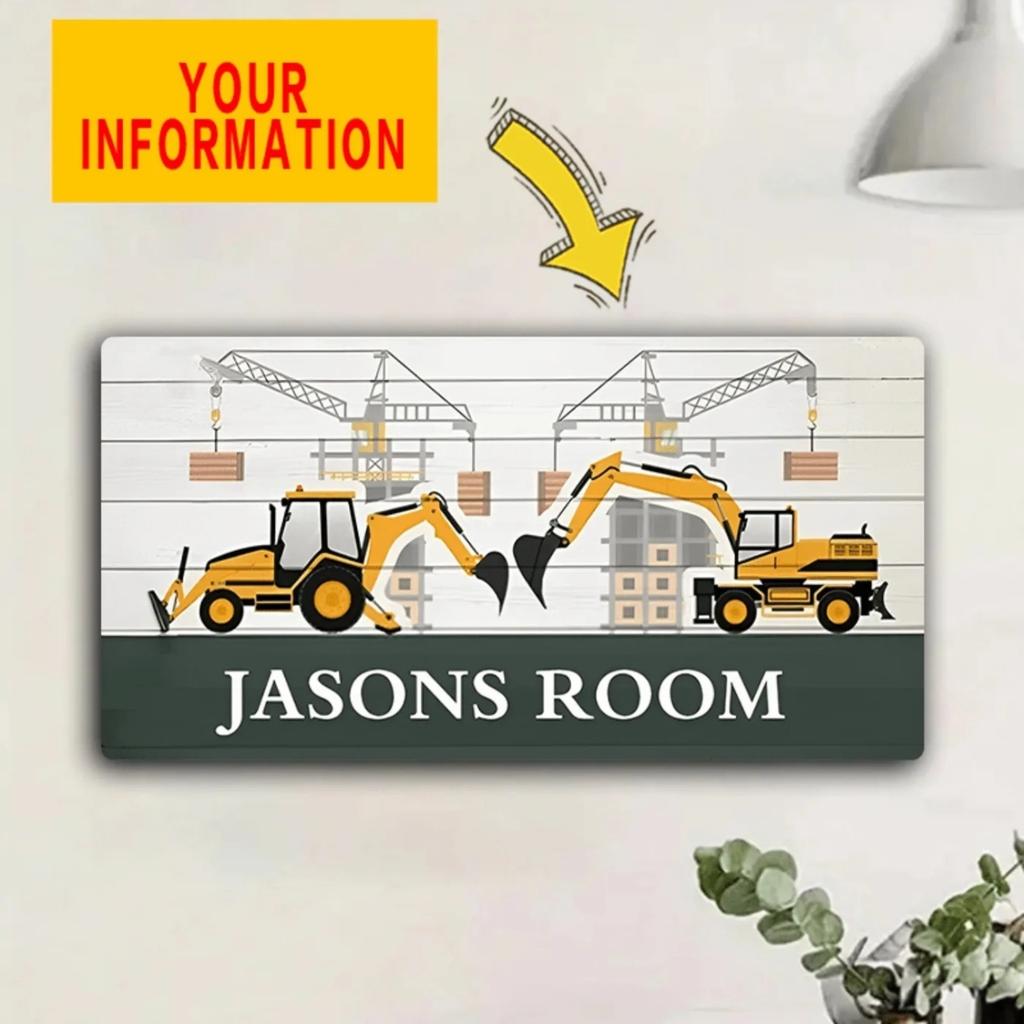 1pc Vintage Excavator Metal Sign Personalized Construction Wall Decor Waterproof Man Cave Bar Art 6x12 Inch