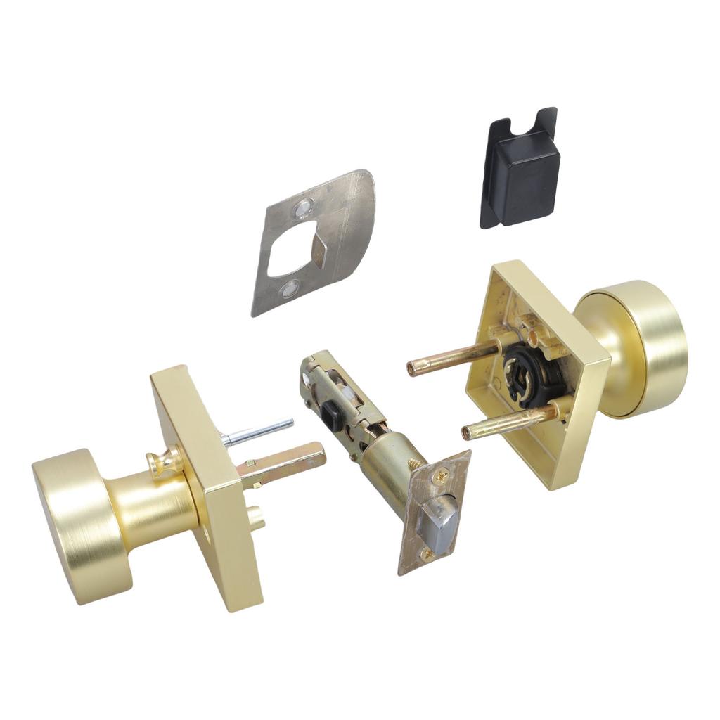 Practical Gold Door Knobs Interior Portable Sturdy Passage Hall Closet Satins Brass Finish for Modern Homes Use