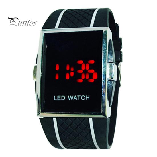 Unisex Mode LED Digitalanzeige Quadratisches Gehäuse Coole Sportliche Lässige Armbanduhr black