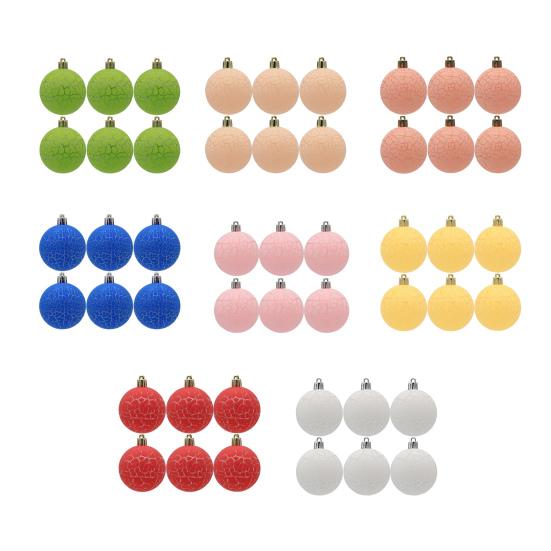6Pcs 6cm Xmas Balls Crack Texture Easy Hanging Festive Bright Color Plastic Christmas Baubles Pendants Party Supplies