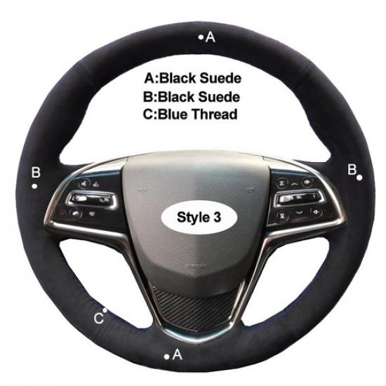 DIY Car Steering Wheel Cover For Cadillac ATS 2013- CTS 2014- ELR 14-18