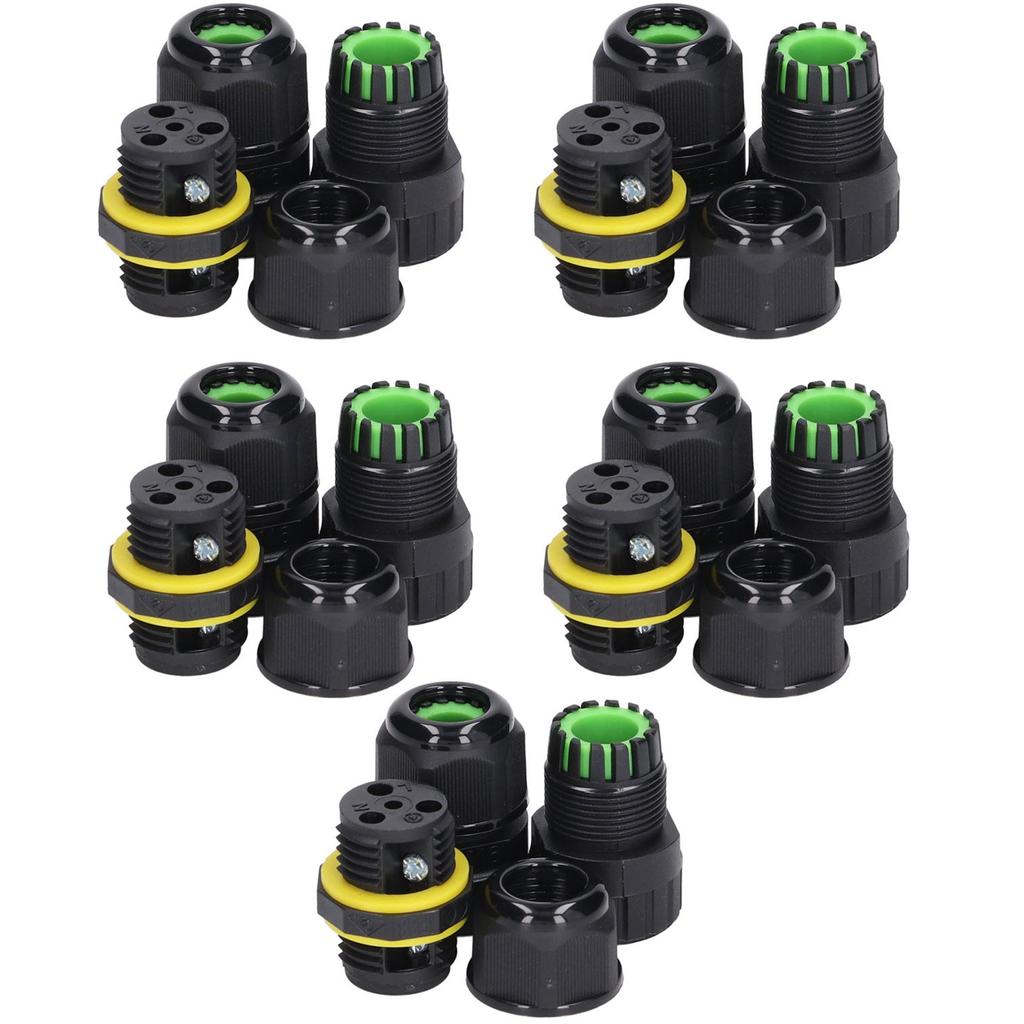 5Pcs Outdoor Electrical Cable Connector IP68 Waterproof 3 Core Wire Connectors 7?10mm