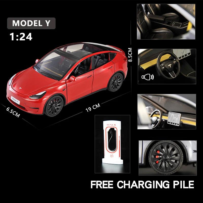 

1:24 Tesla Model Y Model 3 Model S Metal Alloy Diecast Toy Car Model Sound And Light Children s Toy Collectibles Birthday Gifts