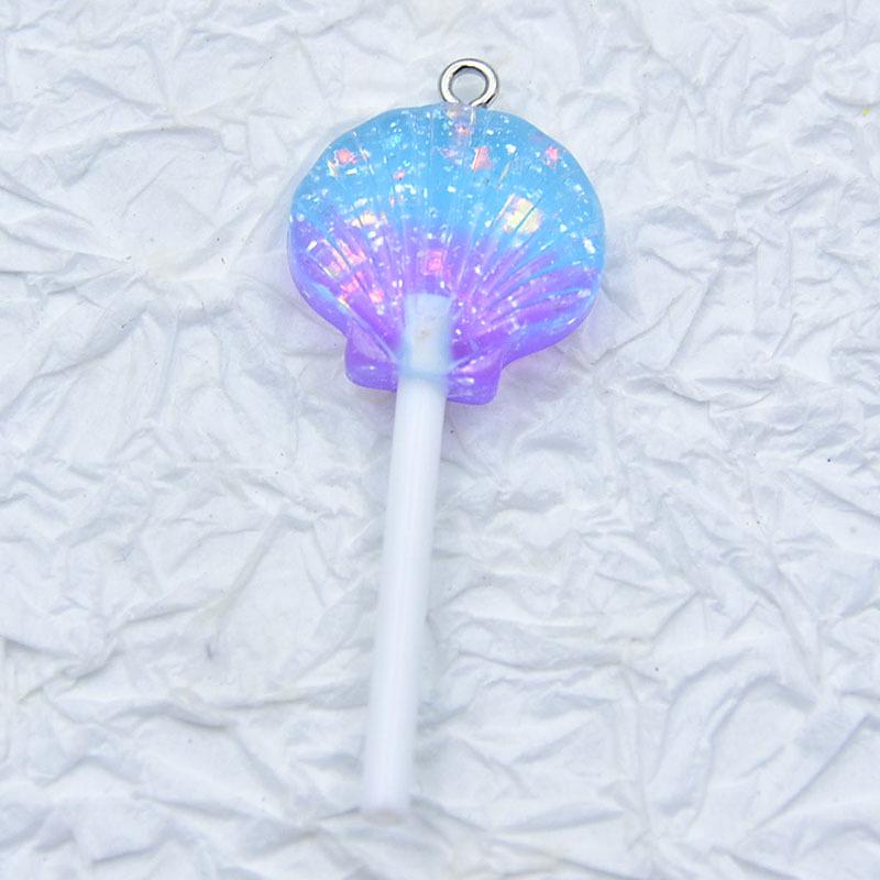Two-Color Resin Glitter Star & Seashell Lollipop Earrings/Pendant DIY Accessories