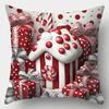 1pc Christmas Cushion Cover Candy House Snowman Pattern Cozy Soft Washable Cover Zippered Cushion Cases Gift for Home Decoration