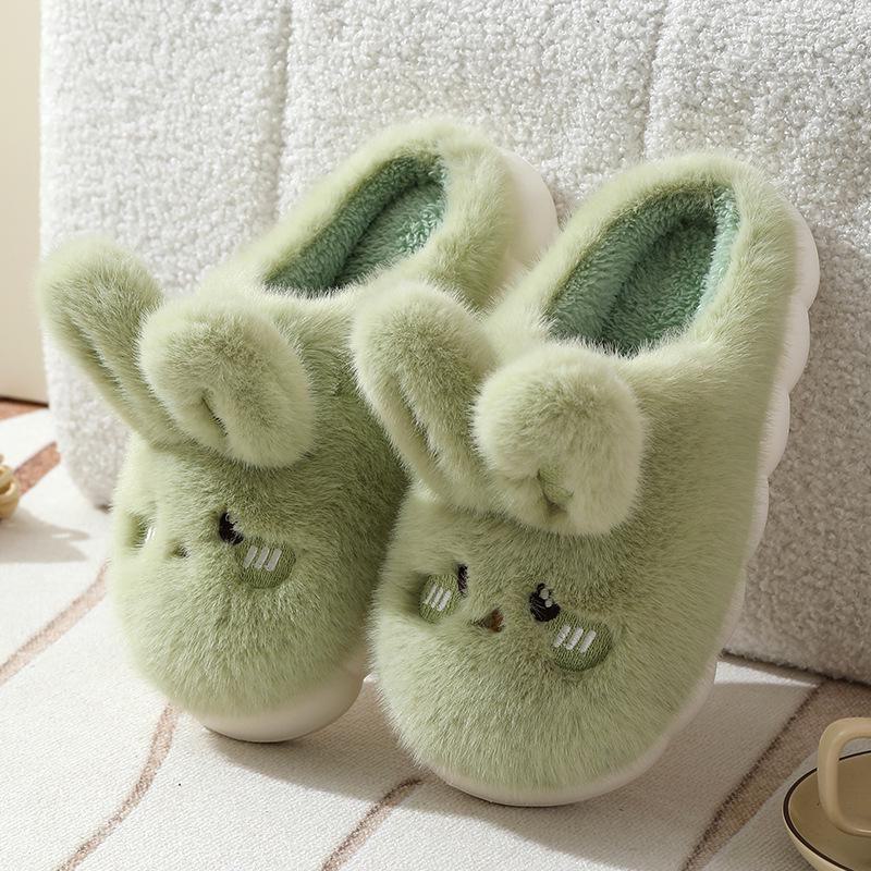 Women's Winter Non-Slip Plush Rabbit Slippers - Soft Thick-Soled Home Comfort
