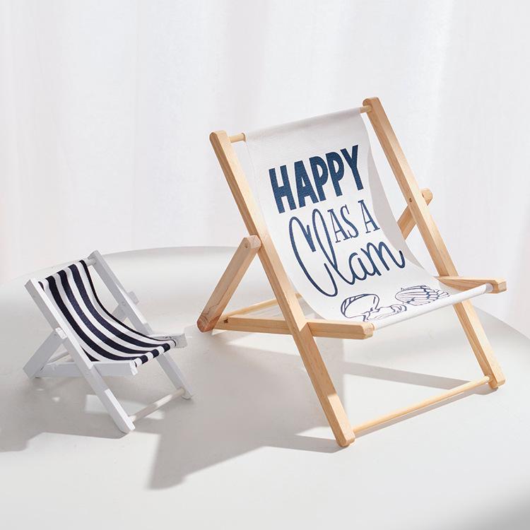 Mediterranean Wooden Mini Beach Chair Ornament - Children's Room Decor Accessory and Gift