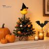 Cute Duck Ornament Halloween Tree Topper, Small Witch Topper with Trick Or Treat Metal Spring Base for Gothic Home Decor, Holiday Party Supplies