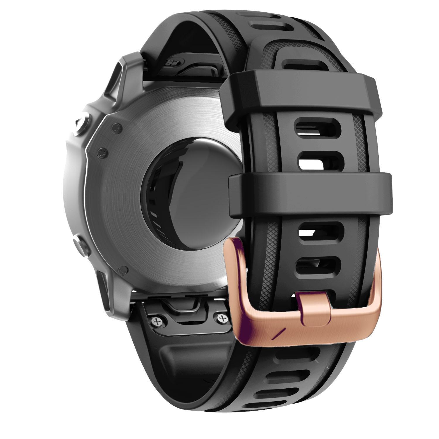

Watch Band for Garmin Fenix 7S/6S Pro/5S Plus/Instinct 2S,20mm Silicone Replacement Strap with Rose Gold Buckle Black