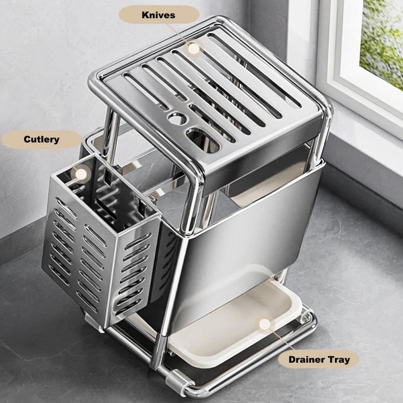 Stainless Steel Knife Holder Kitchen Storage Organizer Multifunctional Kitchen Knife Holder Knife Organizer Cutlery Organizer