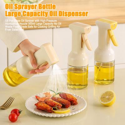 Verstellbarer Glasölzerstäuber 300ml Feiner Nebel für Heißluftfritteuse & Kochen BPA-Frei Auslaufsicher Olivenölspender Küchenhelfer für Fettarme Mahlzeiten
