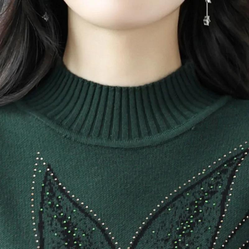 Robes pour Femme Coton Hiver Chaud Col Rond Manches Longues Vintage Décontracté Imprimé Long Tricot Stretch Pull Robes