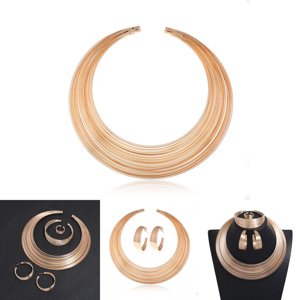 Geometrisches Vintage-Legierungsketten-Set mit Wellenkette für Retro-Mode-Enthusiasten