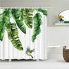Waterproof Fabric Shower Curtain Printing Fresh Green Plant Leaves Bathroom Curtains Polyester Decoration Bath Screen with Hooks