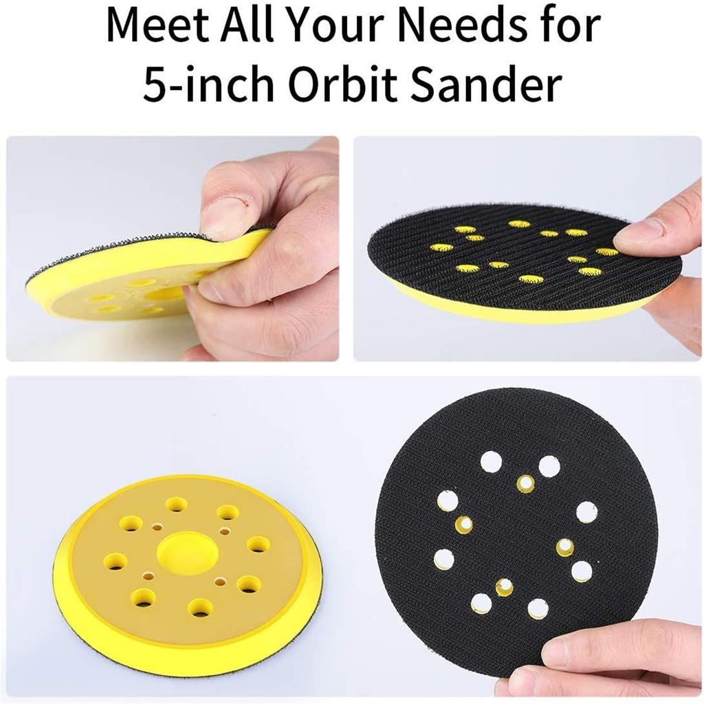 Electric Polishing Disc 5-inch 8-hole 4-eye Yellow Self-adhesive Sandpaper With Buckle Tray PU Car Polishing Disc