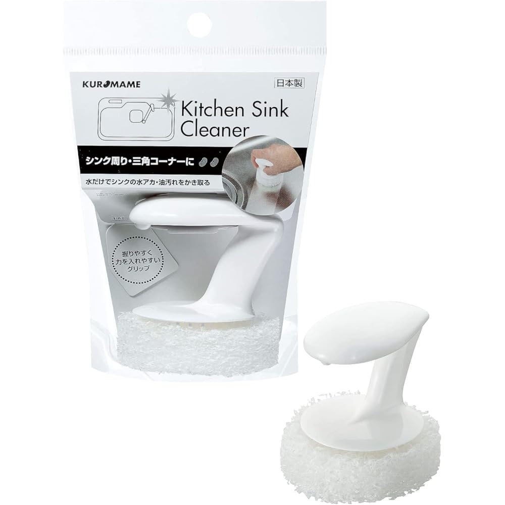 Mameita Kitchen Sponge White 6.5cm x 6.5cm x 7cm Triangle Corner Cleaning Tool for Sink Stains Oil Dirt Made in Japan