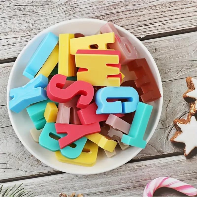 Nonstick Food Grade Silicone 26 Letters Alphabet Cookie Chocolate Mold Ice Cube Tray Multifunctional Baking Tool for Kitchen Use