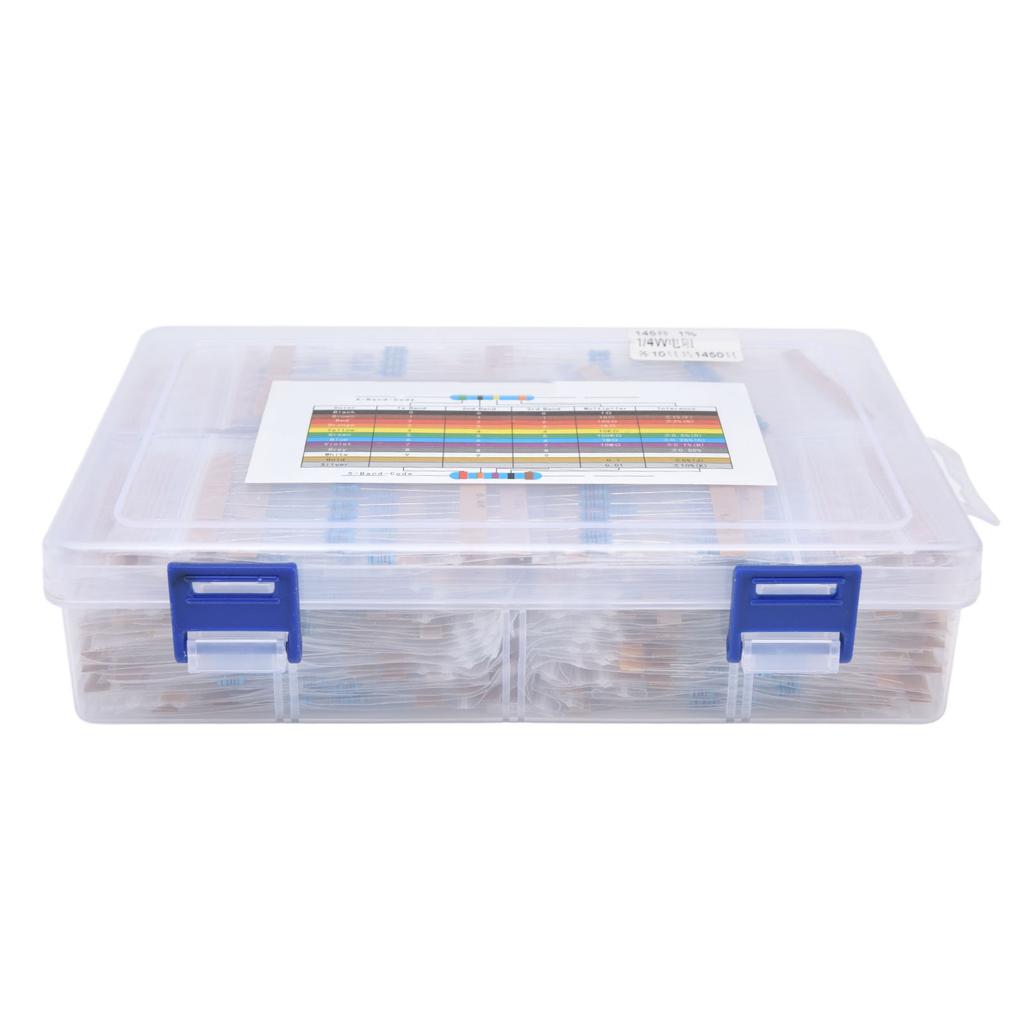 1450Pcs Metal Film Resistor Kit 145 Values Assortment 1 1M Ohm  1 4W for DIY Experiments