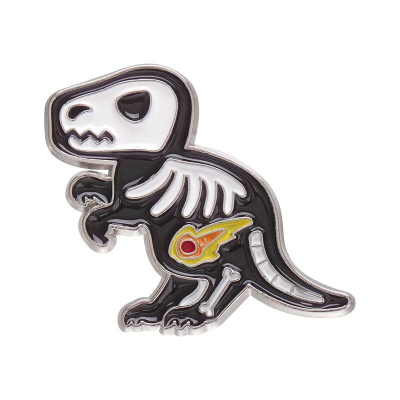 Animal Bone Enamel Pins Custom Dino Dog Owl Cat Brooches Lapel Badges Blck Kitten with Blood Knife Jewelry Gift for Friends