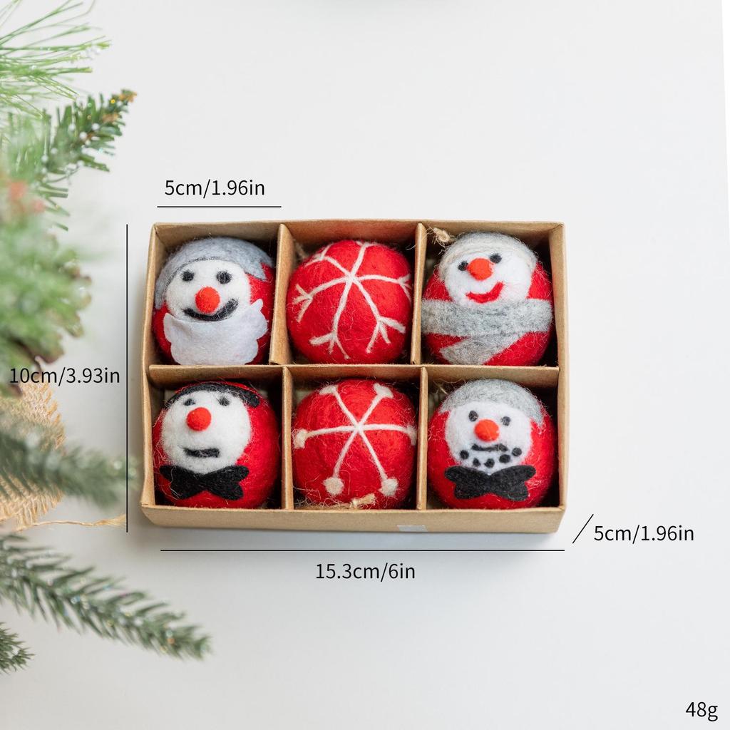 Christmas Festival Felt Ball Tree Ornaments - Red & Green, Cute Small Desktop Decor