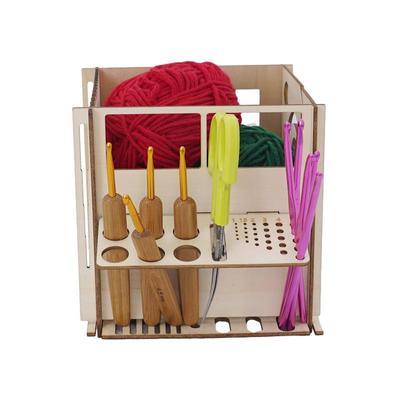 Multifunctional Wooden Collapsible Organizer 1pc Sewing Tool Storage