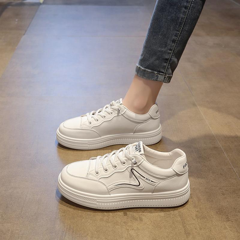 

Casual board shoes little white shoes 2025 new summer platform soft leather sports shoes women s fashion heightening shoes women s shoes 40 чорний