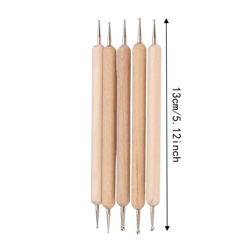 5pcs Wooden Handle Embossing Pen Set Double End Tracing Stylus Tools Dual Tip Pens  Clay Sculpture