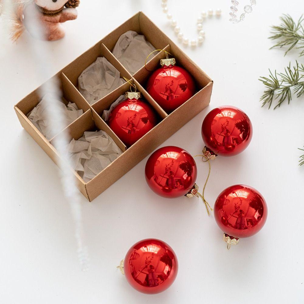 6pcs Glass Christmas Ball Set 6cm Delicate Christmas Tree Pendant Waterproof Painted Hanging Ornament Home
