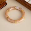 Jewelry Acrylic Acrylic Bracelets Leopard Print Splicing Bamboo Curved Tube Bangle Stretchy Color Blocking Boho Bracelets Girls