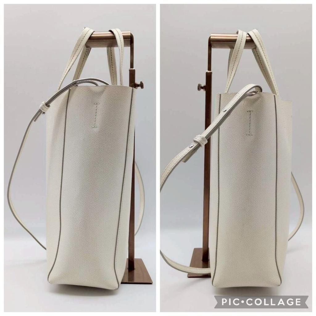 CELINE Vertical Cabas Small 2way Handbag Shoulder Bag Strap Crossbody Genuine Leather White