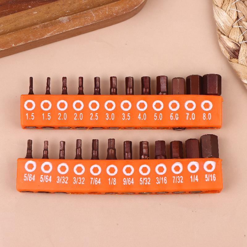 12/24 Pieces Hexagonal Screwdriver Bit Set, 25Mm Hex Shank, Magnetic Safety Screwdriver Bit With Storage Strip