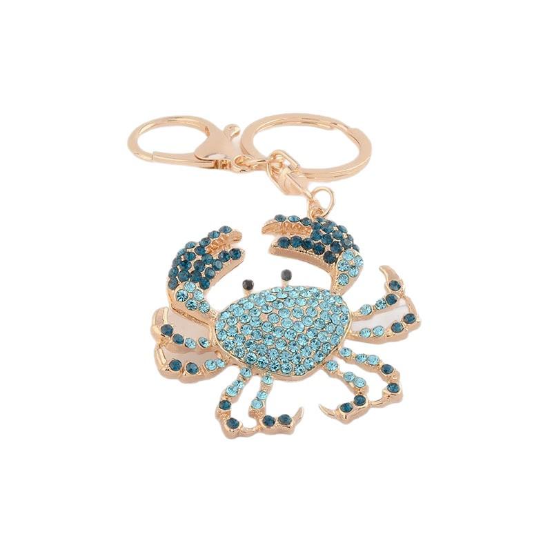 Colored Rhinestone Crab Keychain - Metal Bag & Car Pendant, Small Gift Event Accessory
