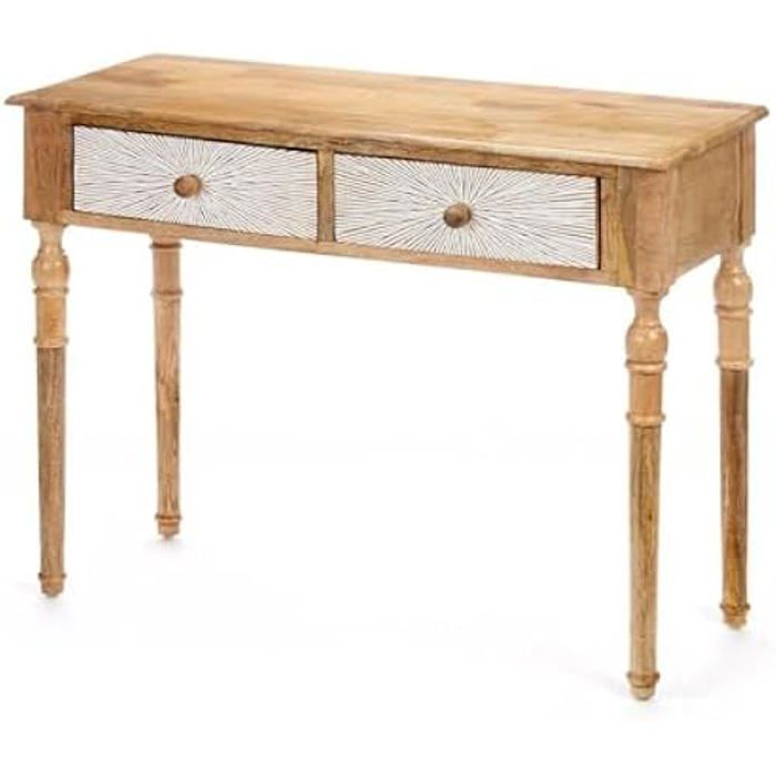 Meuble D'entrée - GIFT DECOR - 2 Tiroirs - Bois De Manguier - 98 X 77 X 42 Cm - Multicolore