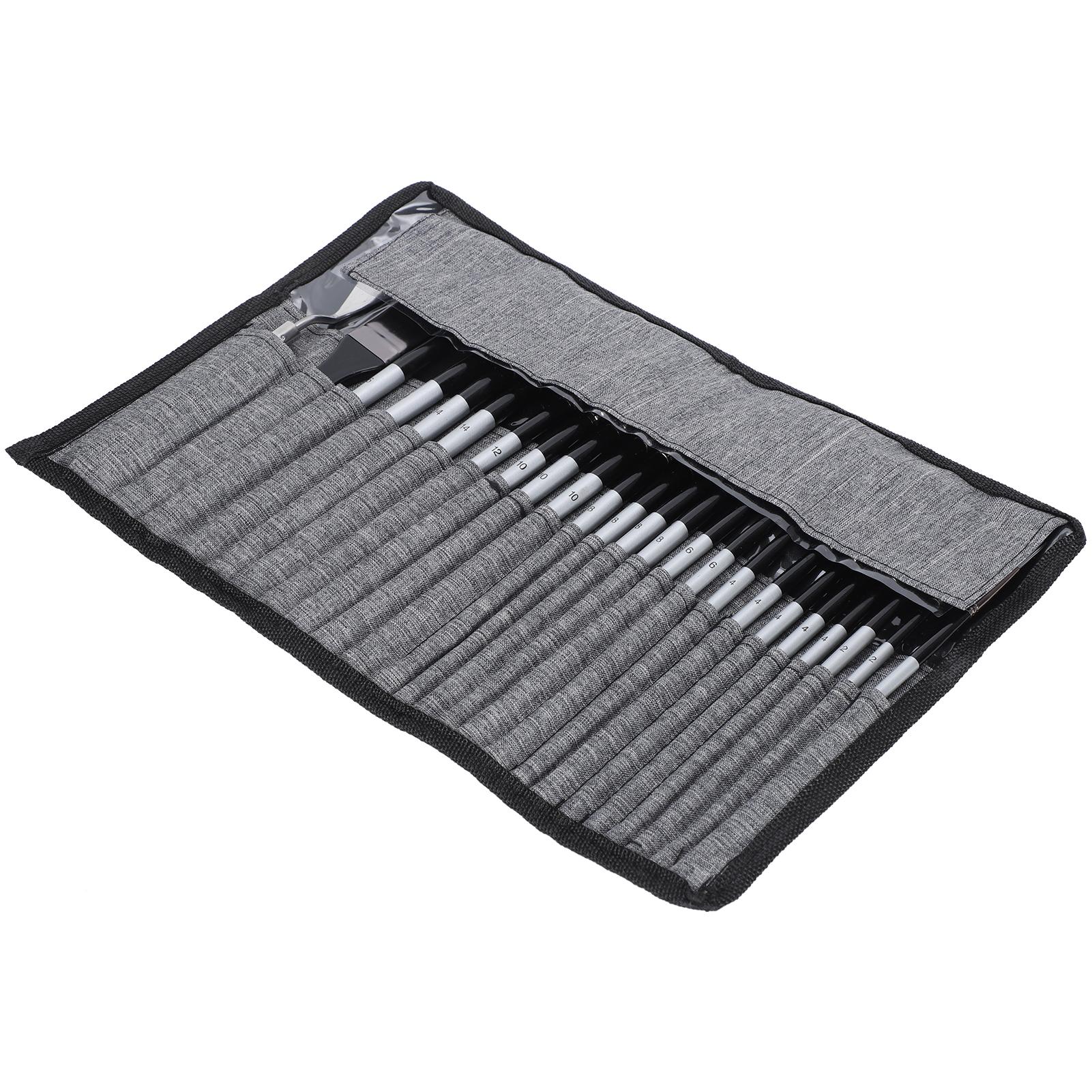 

24Pcs Painting Brush Set Nylon Wool Wooden Handle with Bag for Acrylic Watercolor Paint Grey серый