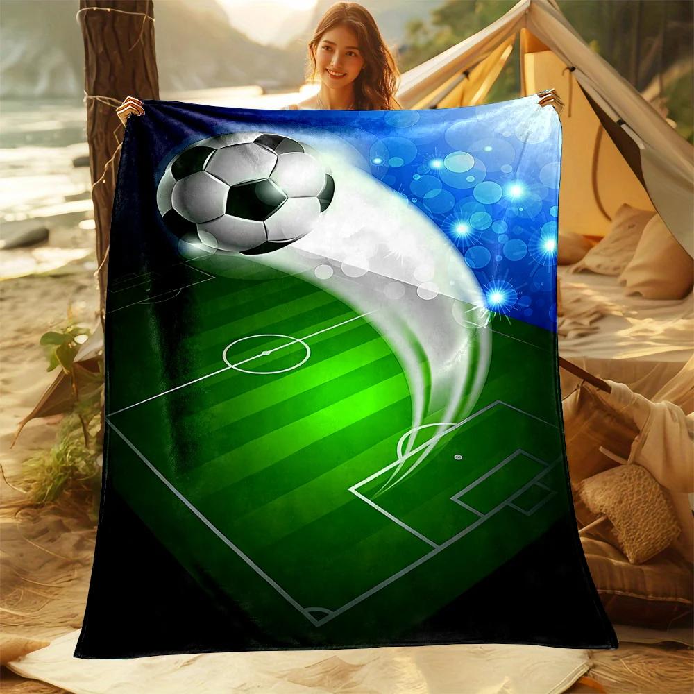 Football Theme Blanket, Soft Throw Blanket for Home Bedroom Bed Sofa Picnic Travel Office Rest Cover Blanket Kids Birthday Gift