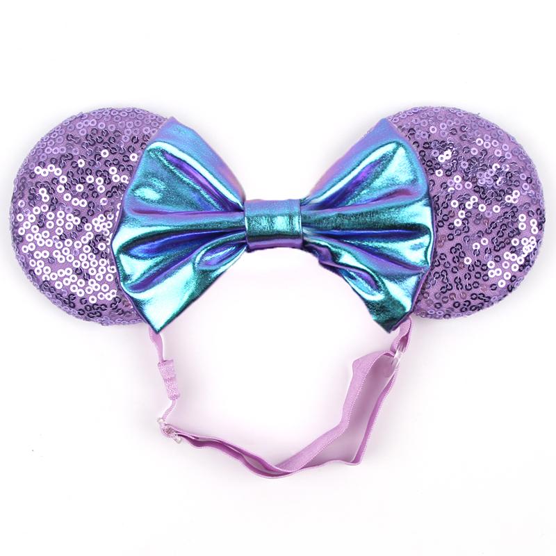 Disney Mausohren Verstellbares Elastisches Stirnband Für Baby Erwachsene Pailletten 5" Schleife Haarband Festival Party DIY Haarschmuck