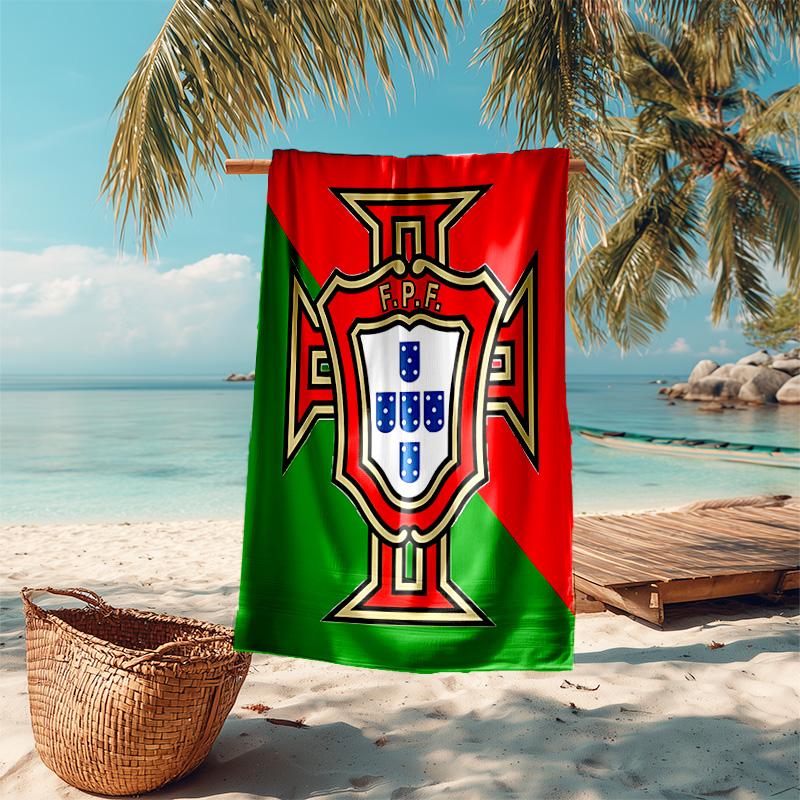 proof beach towel with Portugal Football team pattern - soft,absorbent,quick-drying,machine washable - perfect for swimming,camping,bathing