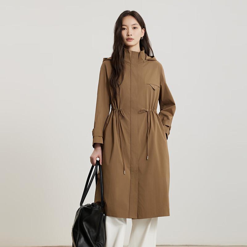 Gejin Women's Slim-fit Hooded Trench Coat