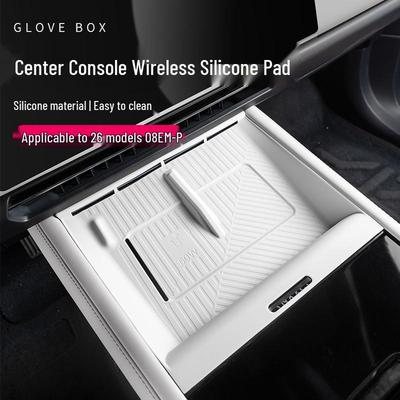 Car Center Console Silicone Mat with Wireless Charging, Fits Lynk & Co 08 Accessories, Door and Groove Mat