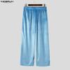 INCERUN Men Casual Elastic Waist Autumn Winter Velvet Long Pants Trousers