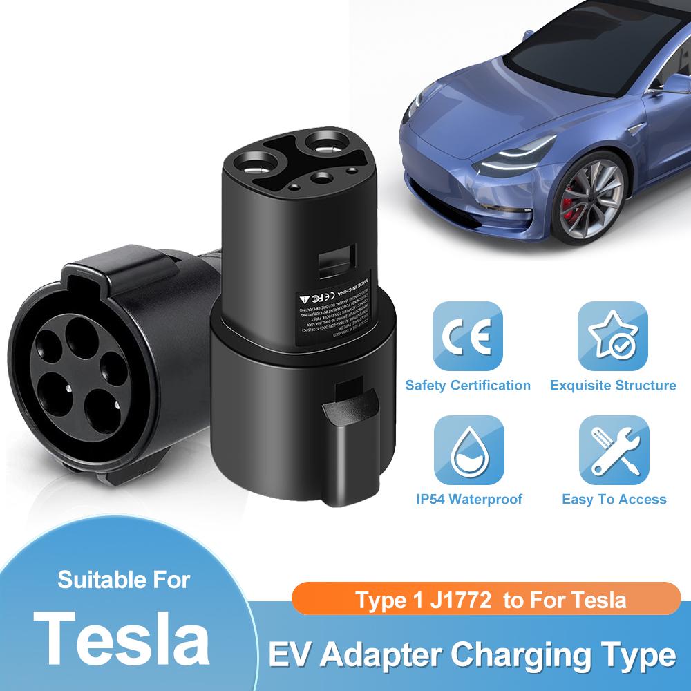 

Car Charging Adapter Type1 J1772 To Tesla TS-NACS Socket For EV Electric Vehicle Model X Y 3 S Type 1 Charger 240V AC 80A IP54 Type1 To Tesla чорний