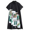 Summer New Loose Large Size Print Splicing Casual Simple Sweet Short-sleeved Dress